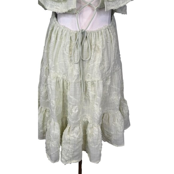 NWT All In Favor Medium Pistachio Ruffled Mini Dress Open Back & Adjustable Tie - Picture 12 of 16